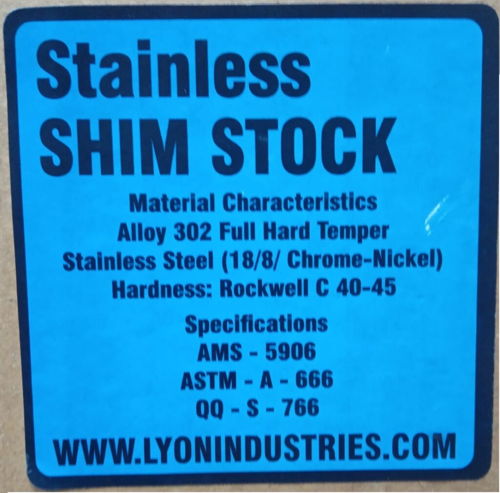 STAINLESS STEEL SHIM SFS Enterprise LLC